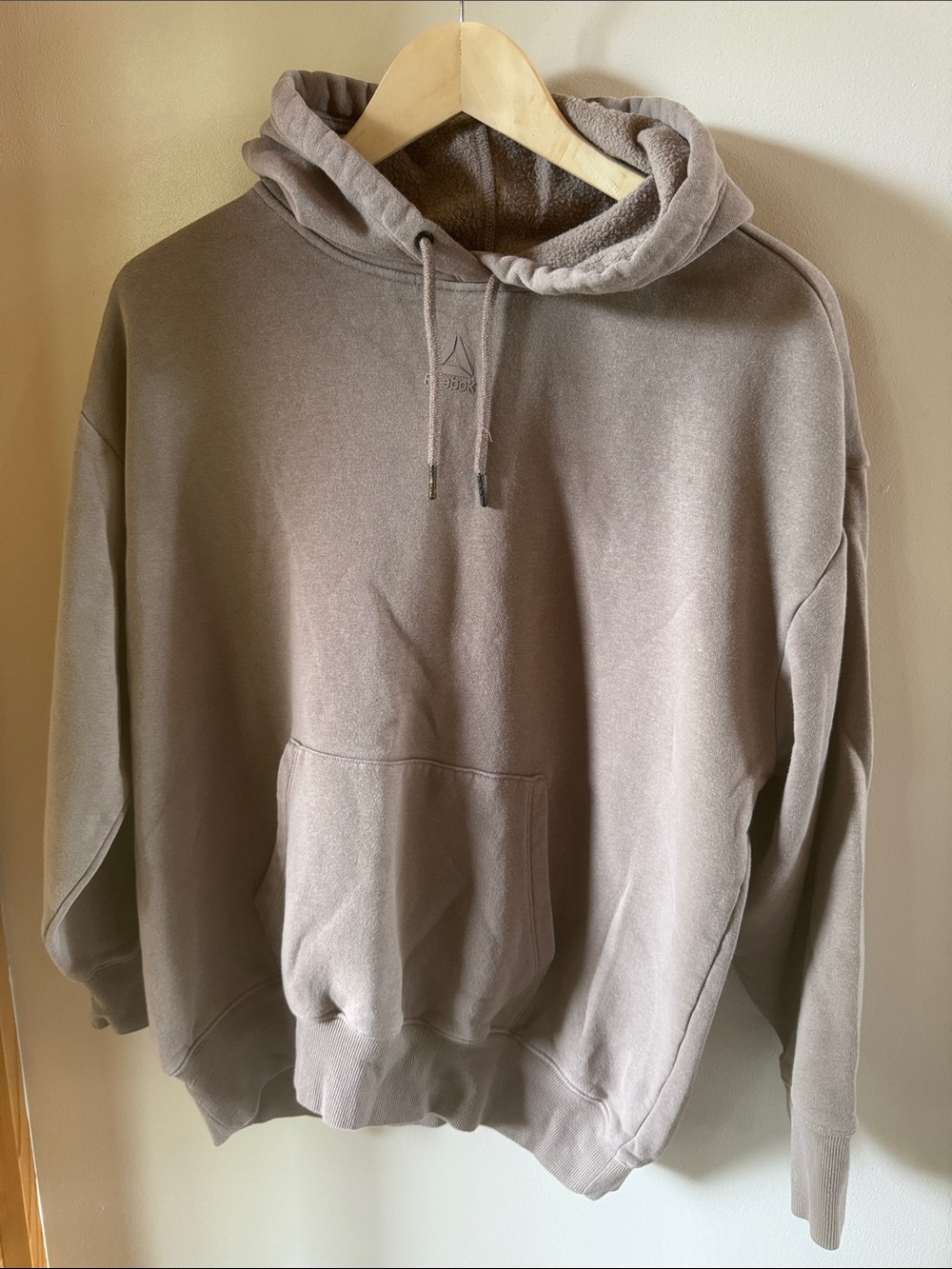 Reebok Men's Taupe Pullover Hoodie with Kangaroo Pocket
